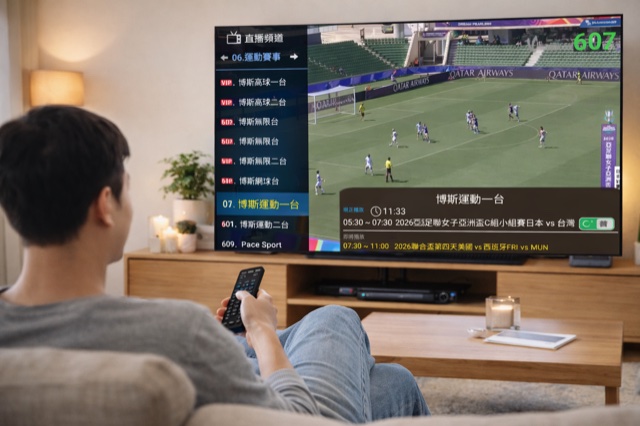 在家透過電視觀看線上頻道的生活情境